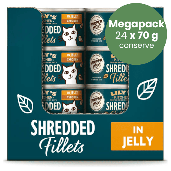 LILY'S KITCHEN Cat Adult Shredded Fillets cu Pui in Aspic Megapack 24x70 g | Hrana Umeda fara Cereale pentru Pisici Adulte