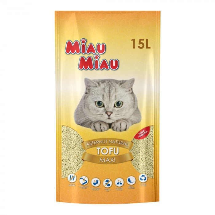Asternut Igienic Tofu Pentru Pisici Vanilie, 15 L