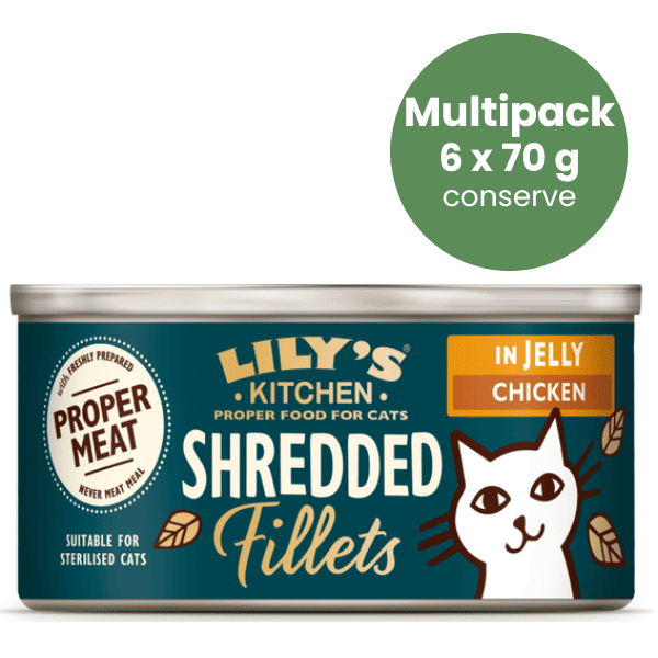 LILY'S KITCHEN Cat Adult Shredded Fillets cu Pui in Aspic Multipack 6x70 g | Hrana Umeda fara Cereale pentru Pisici Adulte