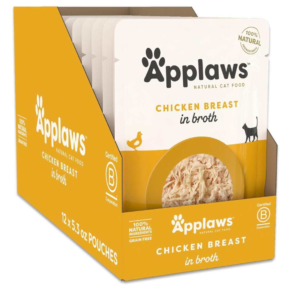APPLAWS cu Piept de Pui in Supa Nutritiva 12x70 g - Bax Plicuri Hrana Umeda Naturala Complementara pentru Pisici Adulte