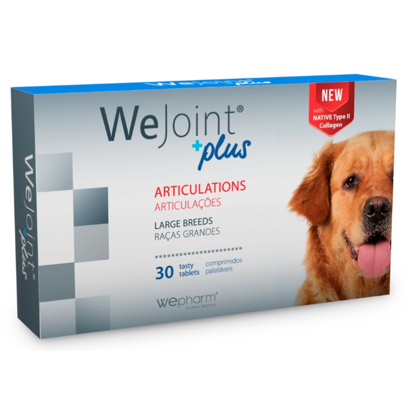 WePHARM WeJoint Plus Large Breed 30 Comprimate – Supliment cu Colagen Tip II pentru Articulatii Sanatoase la Caini de Talie Mare