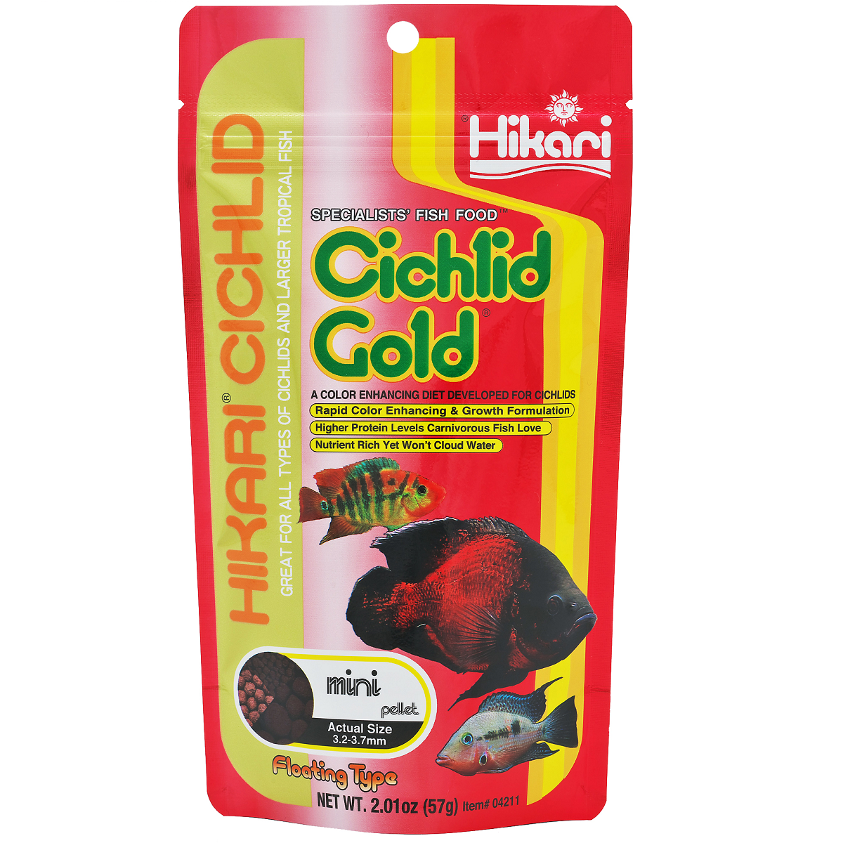 HIKARI Cichlid Gold Mini, 57 g – Hrana Granulata Premium pentru Ciclide si Pesti Tropicali, pentru Intensificarea Culorii Naturale
