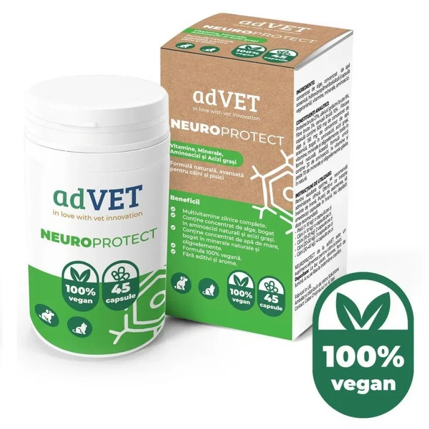 adVET Neuroprotect, Supliment Vitamino-Mineral Pentru Caini si Pisici, 45cps