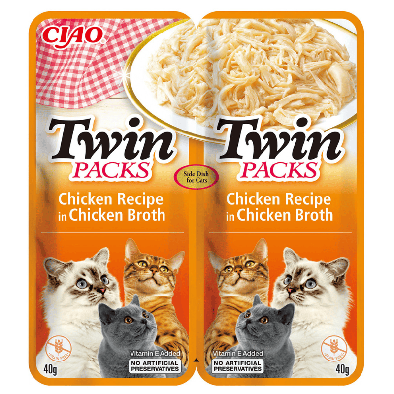 CIAO Cat Twin Pui in Supa de Pui 2x40 g | Hrana Umeda Complementara pentru Pisici | Delicioasa, Ingrediente Naturale, Fara Cereale, Topping Palatabil