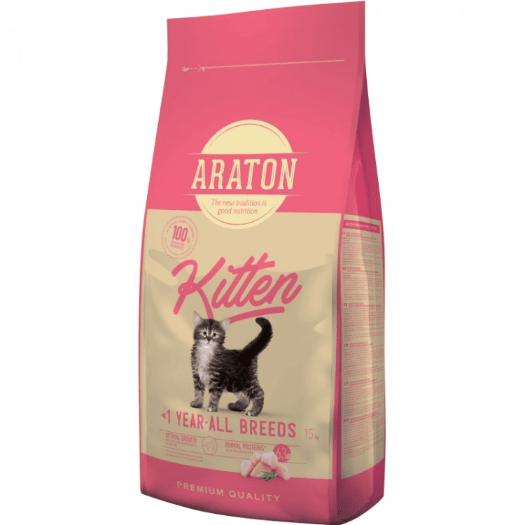 ARATON Cat Kitten & Mother 15 kg | Hrana Uscata Completa pentru Pui de Pisica si Pisici Gestante sau Lactante