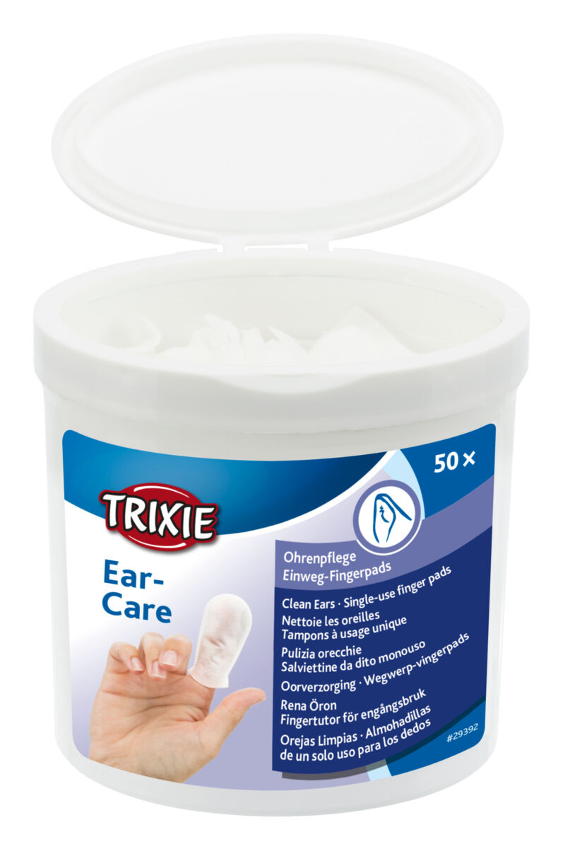 TRIXIE Ear Care, Degetare Umede Antiseptice Pentru Curatarea Urechilor la Caini si Pisici, 50buc