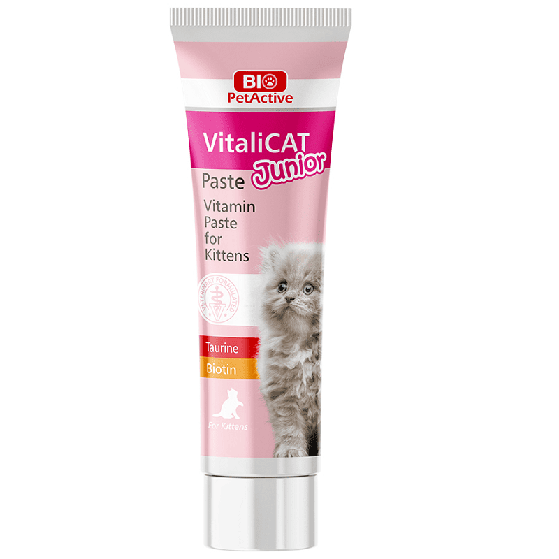 BIO PetActive VitaliCAT Paste Junior 100 ml | Pasta Vitaminizanta pentru Pui de Pisica cu Taurina si MOS | Suport pentru Crestere si Dezvoltare Sanatoasa