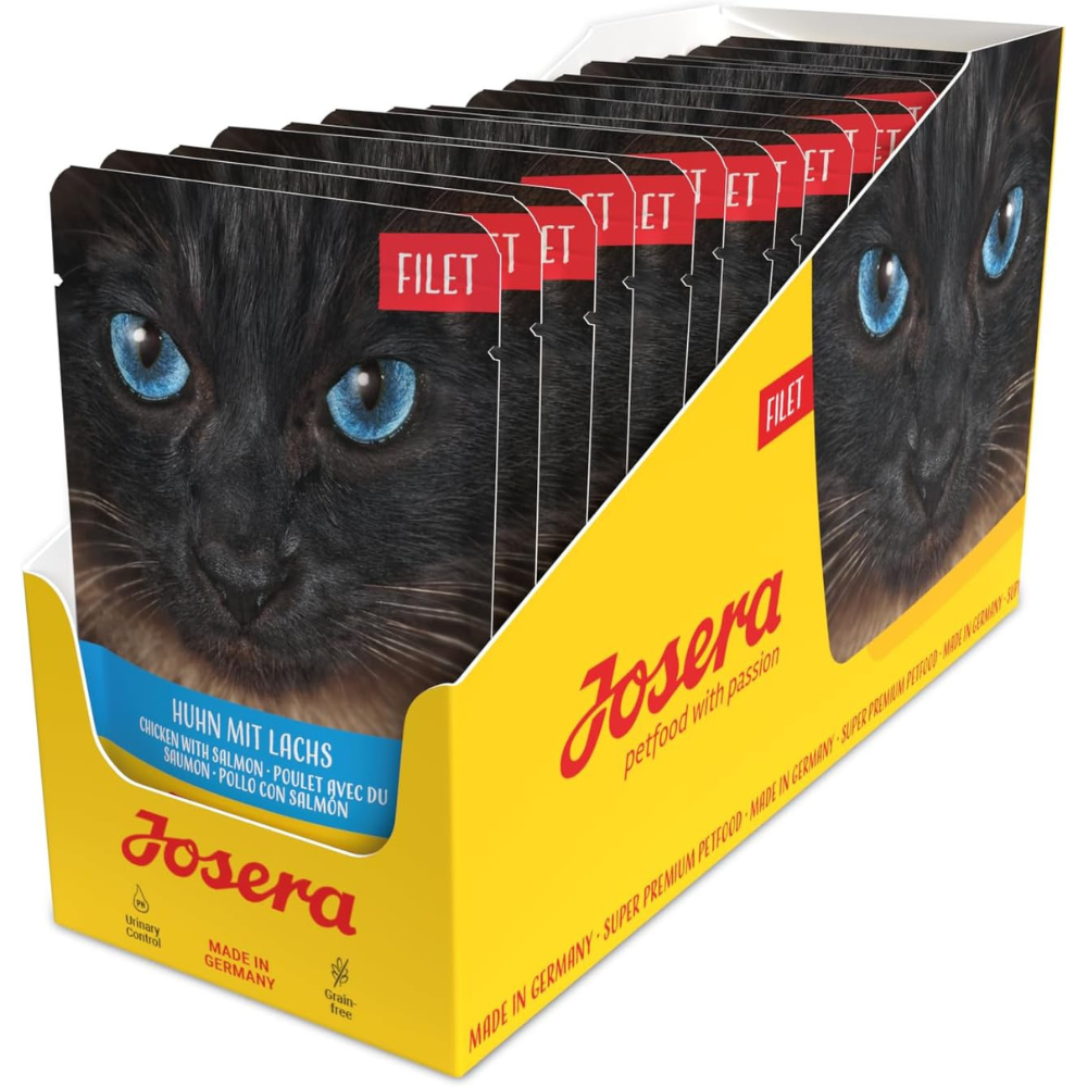 JOSERA Filet Chicken with Salmon Set 16x70 g – Hrană Umedă Completă pentru Pisici Adulte, File de Pui cu Somon