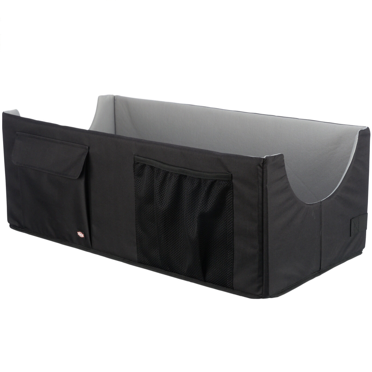 Scaun Auto Pentru Caini, Lung, cu Pereti Inalti, Negru cu Gri, 80x39x28cm