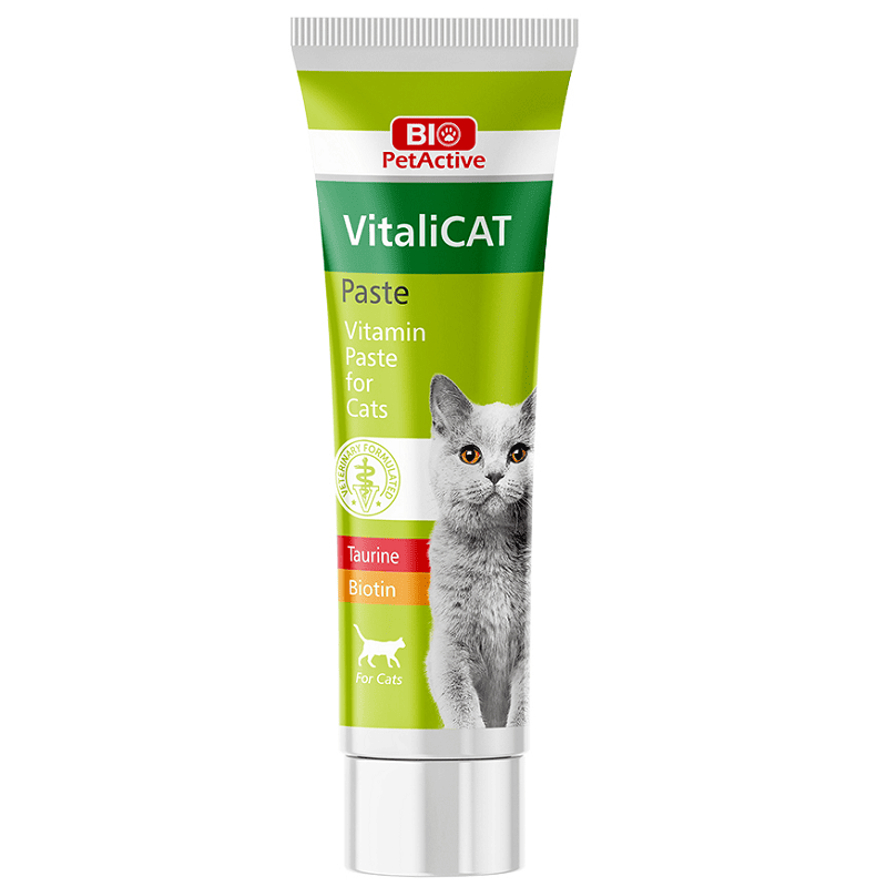BIO PetActive VitaliCAT Paste 100 ml | Pasta Multivitaminica pentru Pisici cu Taurina si Metionina | Suport pentru Vitalitate, Blana si Imunitate