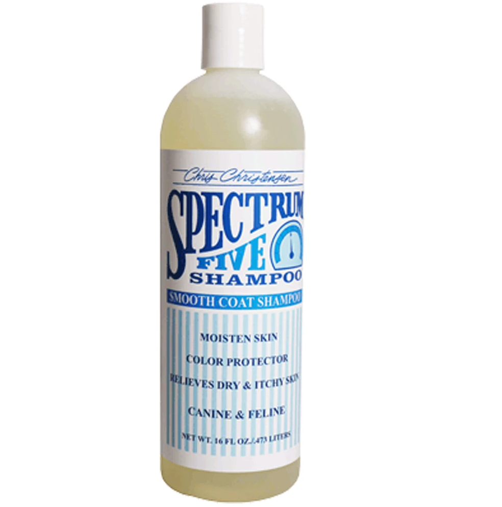 CHRIS CHRISTENSEN Spectrum Five, Sampon Profesional Ideal Pentru Caini si Pisici cu Par Scurt | Piele Sensibila sau Usor Iritabila, 473ml