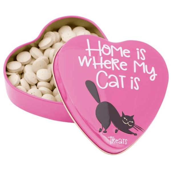 SANAL Cat Yeast-Calcium Heart Tin 60 g | Tablete cu Drojdie si Calciu pentru Pisici | Blana Lucioasa, Oase si Dinti Puternici