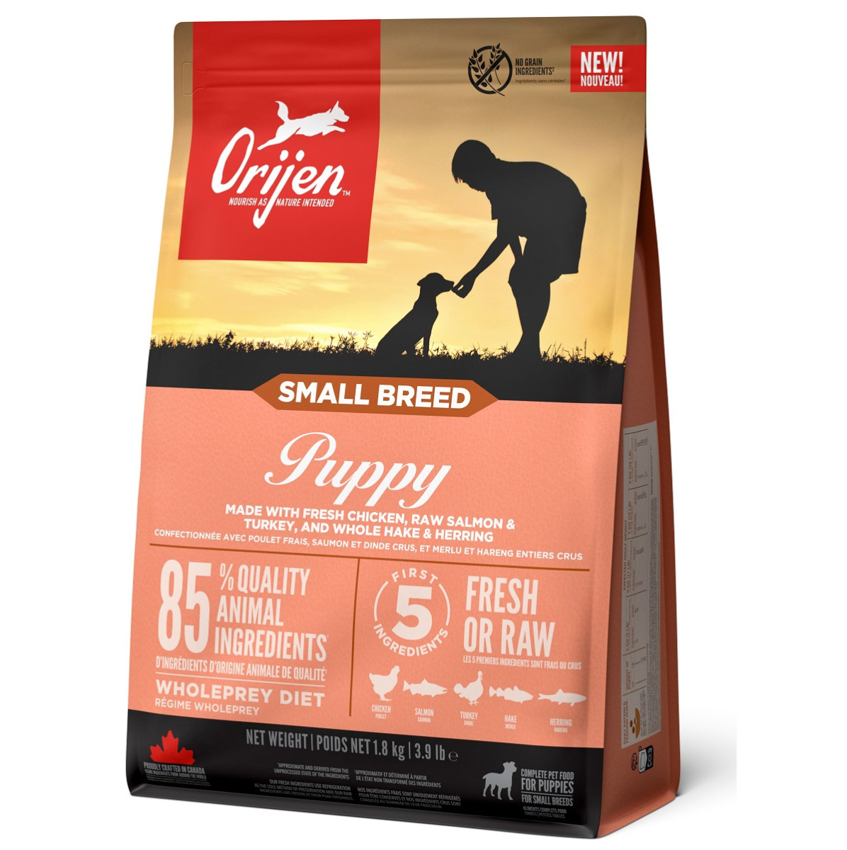 ORIJEN Puppy Small Breed, Hrana Uscata Fara Cereale Pentru Caini Juniori Talie Mica 1.8kg