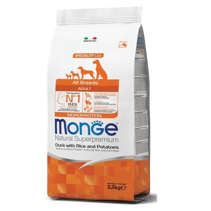MONGE NATURAL Adult All Breeds, Rata, Hrana Uscata Monoproteica Caine, 2.5kg