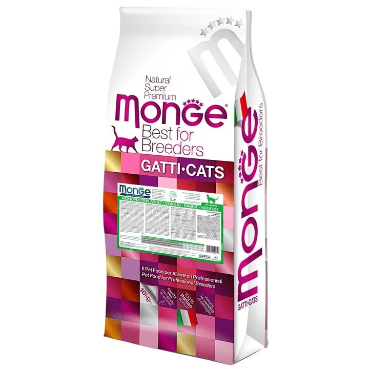 MONGE Natural Superpremium Monoprotein cu Iepure 10 kg | Hrana Uscata Monoproteica pentru Pisici Adulte | Digestie Optima si Sursa Unica de Proteina