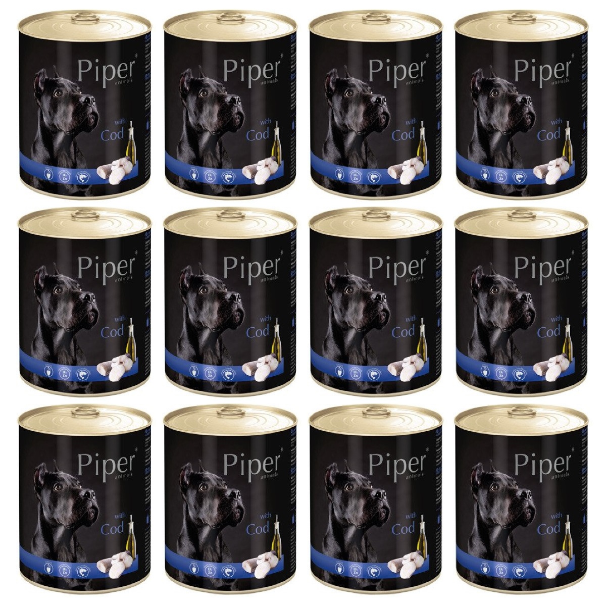 PIPER Animals, cu Cod, Set Conserve Hrana Umeda Pentru Caini, 12x800g