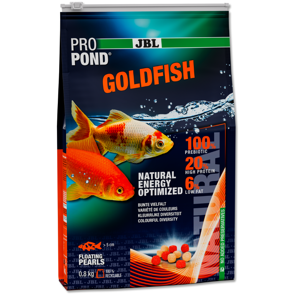 JBL ProPond Goldfish – Hrană Premium pentru Carasi Aurii, Granule Plutitoare, 20% Proteină, Toate Anotimpurile, 0.8 kg