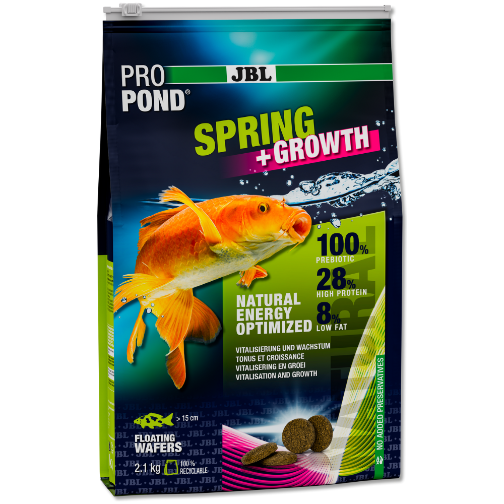 JBL ProPond Spring+Growth – Hrană Completă pentru Koi si Pesti de Iaz, Sustine Imunitatea și Creșterea Primăvara, 28% Proteină, 2.1 kg