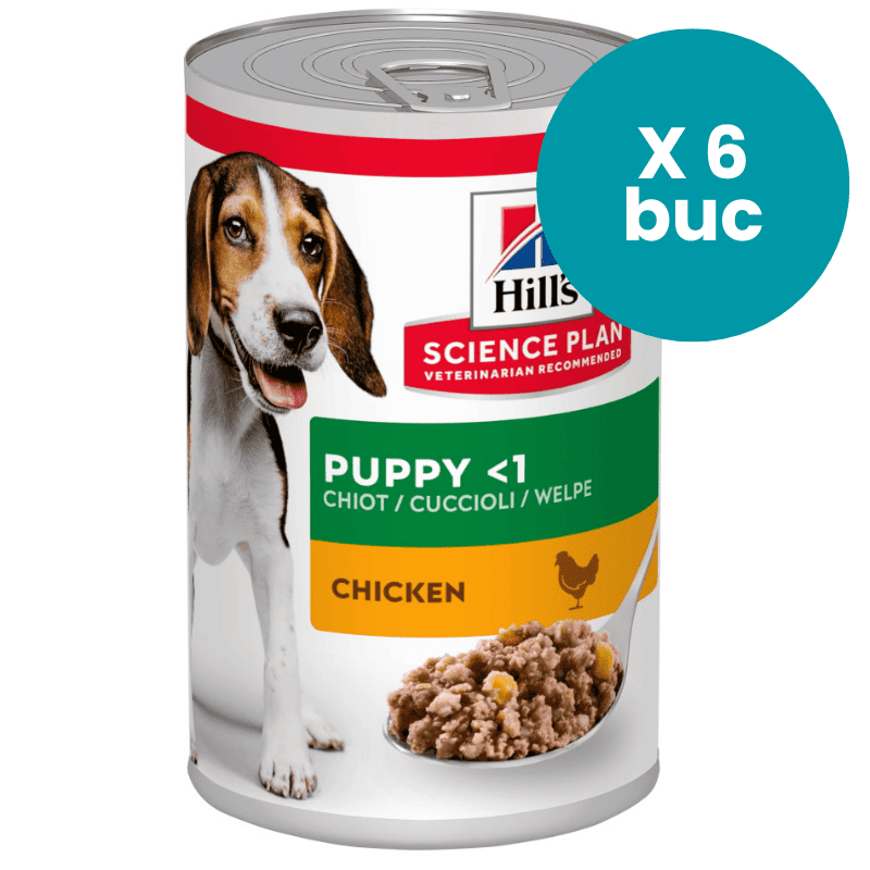 HILL'S Science Plan Puppy cu Pui, Multipack 6x370 g – Hrană Umedă pentru Căței în Creștere, Femele Gestante sau Lactante