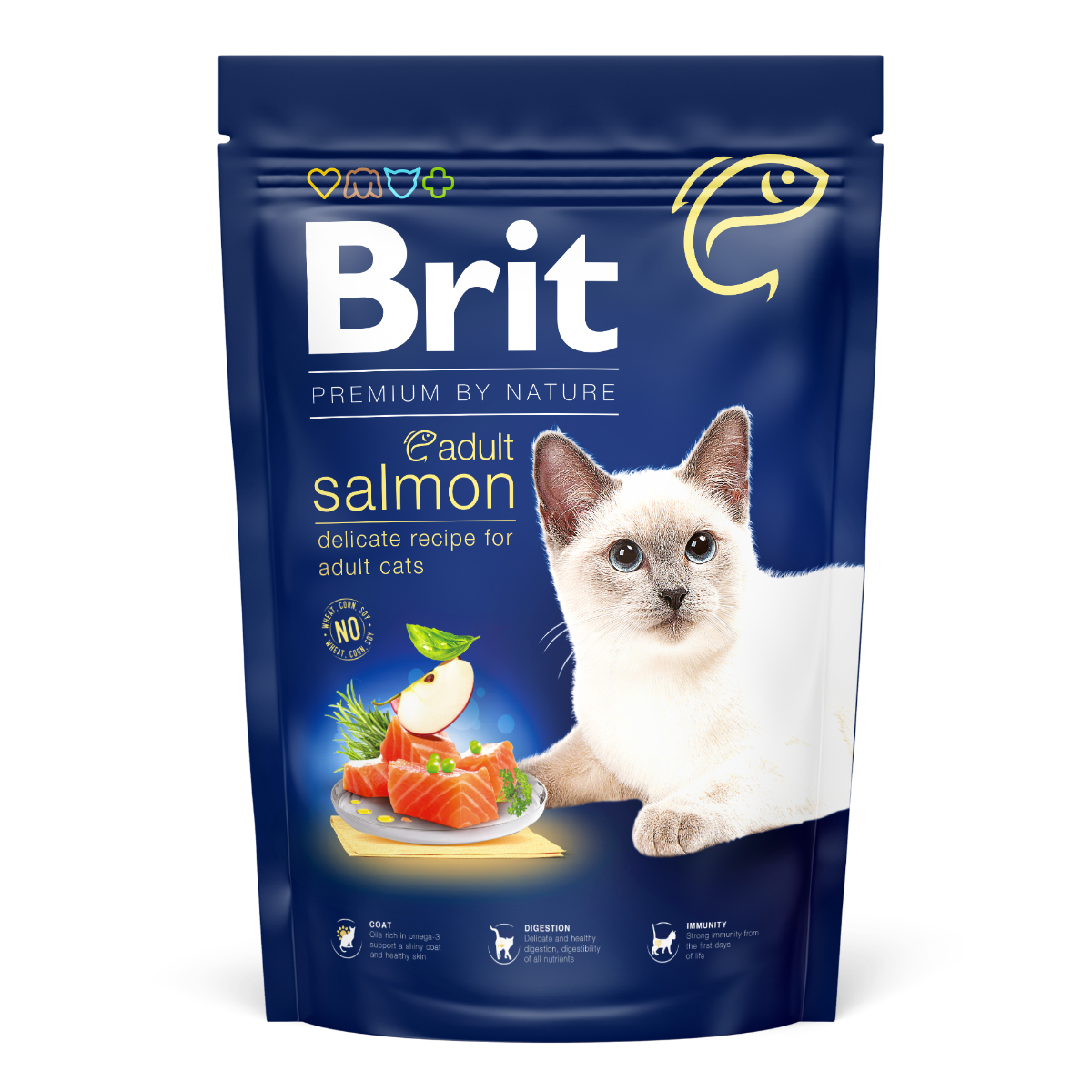BRIT PREMIUM By Nature Cat Adult, Somon, Hrana Uscata Pisica Adulta, Blana Lucioasa, 1.5kg
