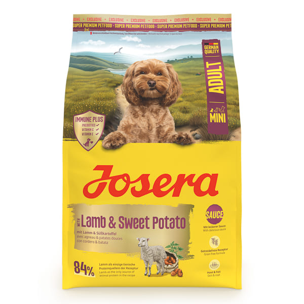 JOSERA Mini cu Miel si Cartofi Dulci, 3 kg | Hrana Uscata Fara Cereale pentru Caini Adulti de Talie Mica | Sos Delicios cu Apa, Crochete Mini