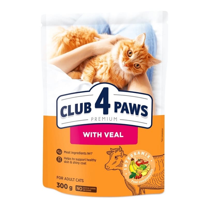 CLUB 4 PAWS Cat Adult cu Vita 300 g | Hrana Uscata Premium pentru Pisici Adulte
