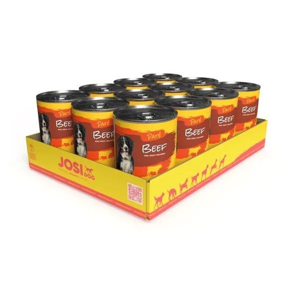 JOSIDOG Pateu cu Vită Set 12x400 g – Hrană Umedă pentru Câini Adulți, cu Textură Fină și Nutriție Echilibrată
