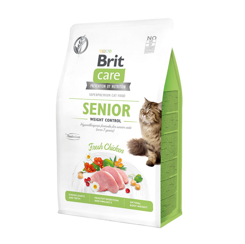 BRIT CARE Grain Free Cat Senior Weight Control, Pui, Hrana Uscata Hipoalergenica, Fara Cereale, Pisica Senior, Controlul Greutatii 7kg