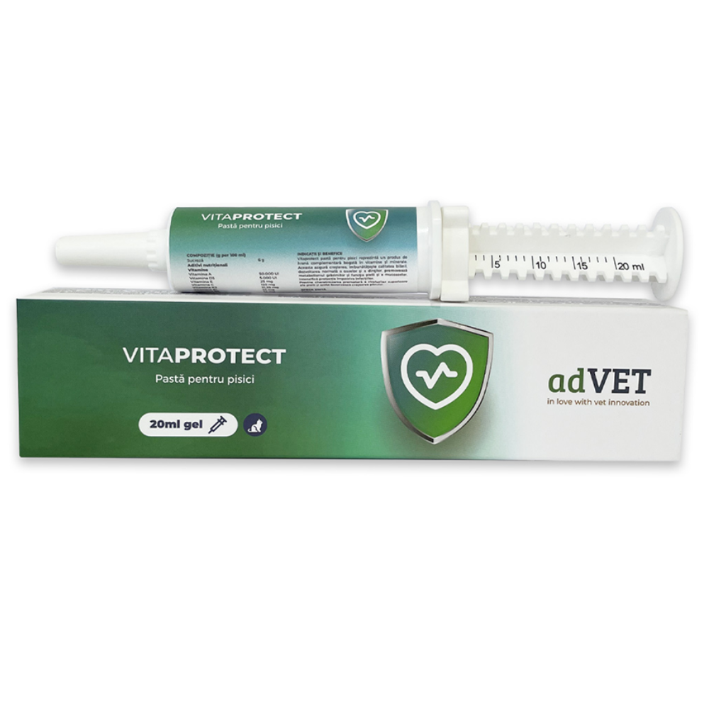 AdVET Vitaprotect Pasta 20 ml – Supliment cu Vitamine si Minerale pentru Pisici, Crestere Sanatoasa si Blana Stralucitoare