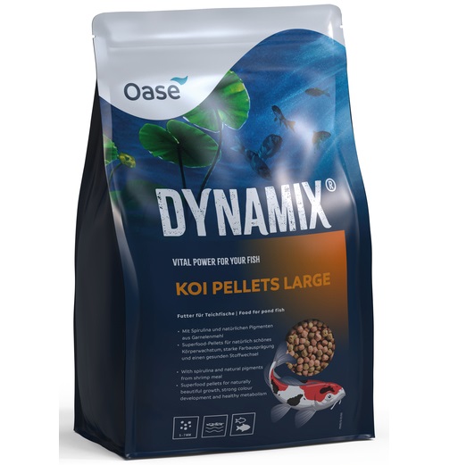 OASE Dynamix Koi Pellet Large, Hrană Superfood Pentru Pesti Koi >20 cm, Crestere Naturala, Culori Intense, 4L