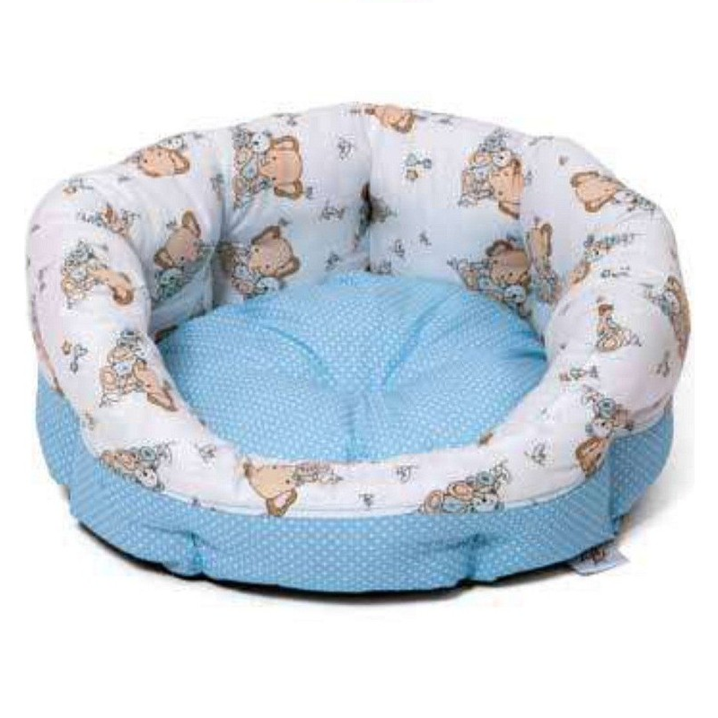 PUPPIES Culcus Rotund Pentru Catei sau Pisici, Poliester, Albastru / Alb, 45cm