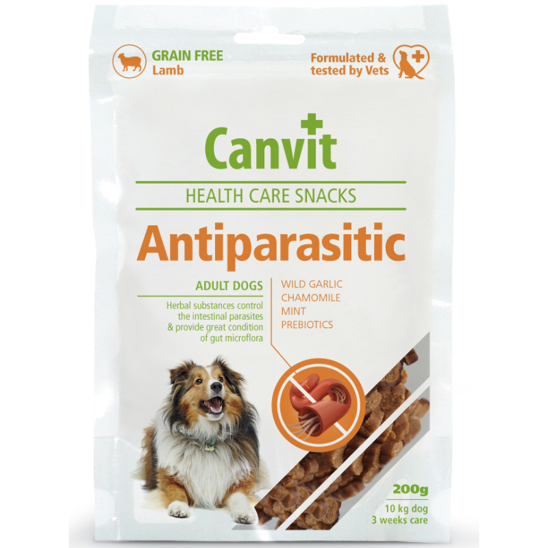 CANVIT Health Care Snack AntiParasitic for Dogs 200 g – Recompensă Funcțională pentru Câini, Efect Repelent Natural