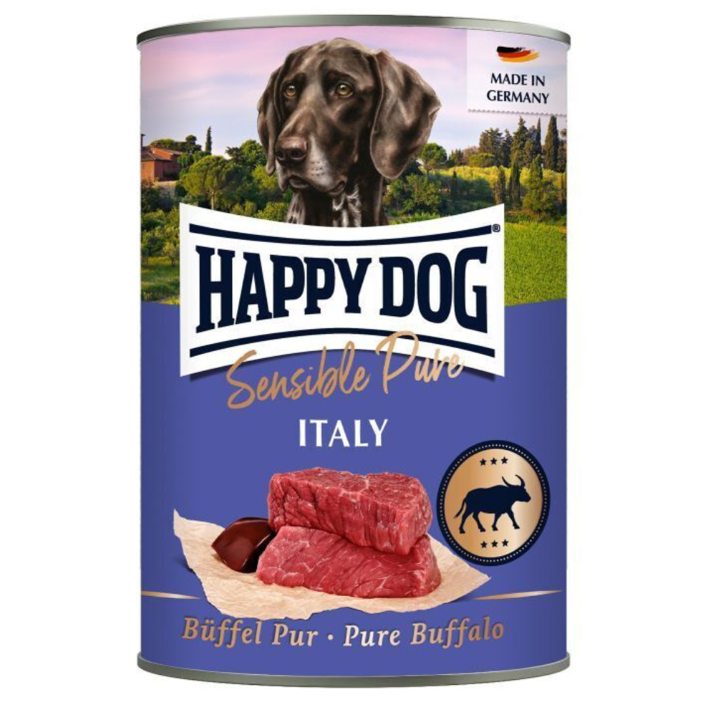 HAPPY DOG Sensible Pure Italy – Conserva Hrană Umedă Monoproteică fără Cereale pentru Câini Adulți, cu 100% Bivol, 400 g