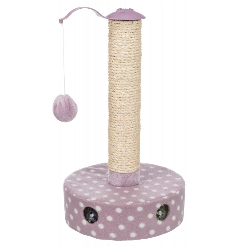 Sisal Cilindric Pentru Pisici JUNIOR SCRATCHING POST, 2 Jucarii, Plus Mov, Diametru 26cm | Inaltime 47cm