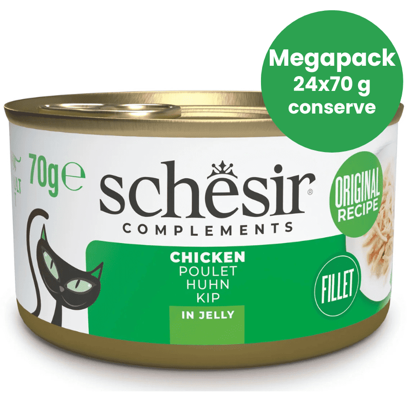 SCHESIR Cat Fileuri de Pui in Aspic Megapack 12x70 g | Hrana Umeda Complementara pentru Pisici Adulte