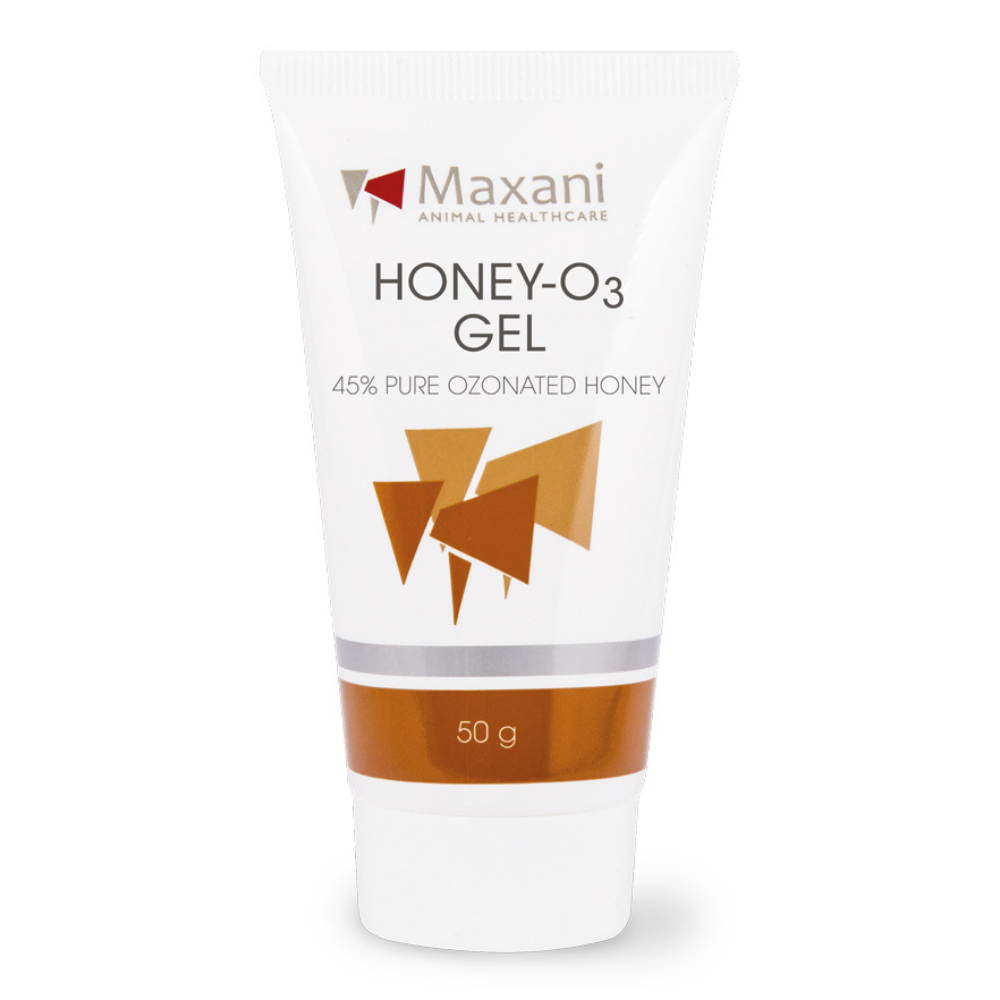 MAXANI Honey O3 Gel – Gel Dermatologic Cicatrizant  cu 45% Miere de Munte Ozonizata, Vindecarea Naturala a Ranilor la Caini si Pisici, 50 g