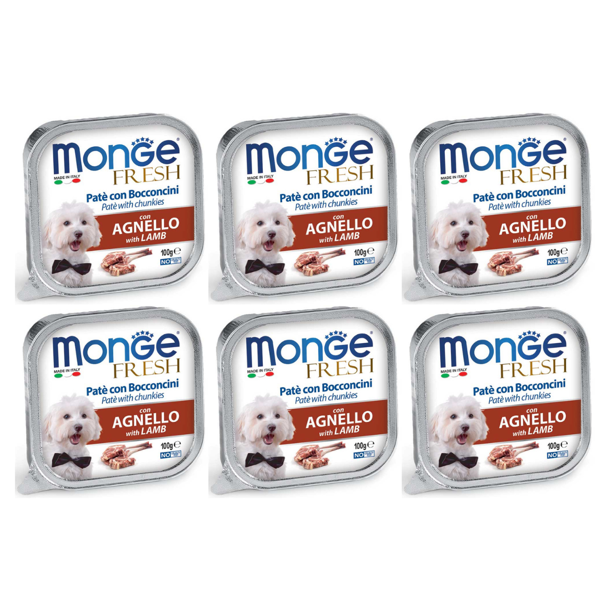 MONGE Fresh, cu Miel, Set Conserve Hrana Umeda Pentru Caini (pateu cu bucatele de carne), 6x100g