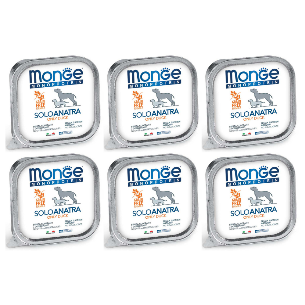 MONGE MONOPROTEIN SOLO Rata, Bax Hrana Umeda Monoproteica, Fara Cereale, Caine, (pateu) 6x150g