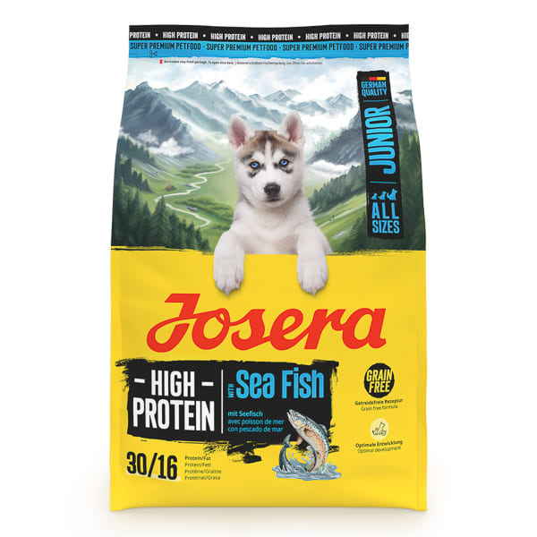 JOSERA Junior High Protein Sea Fish 3 kg | Hrana Uscata fara Cereale pentru Catei Juniori Activi | Energie Ridicata, Suport pentru Dezvoltare Sustinuta
