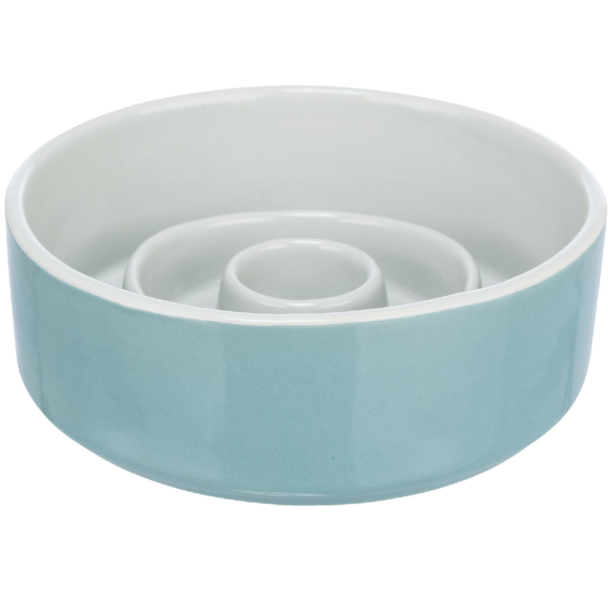 Bol Ceramic Pentru Hranirea Lenta a Cainilor, Albastru / Gri, 900ml | Diametru 17cm