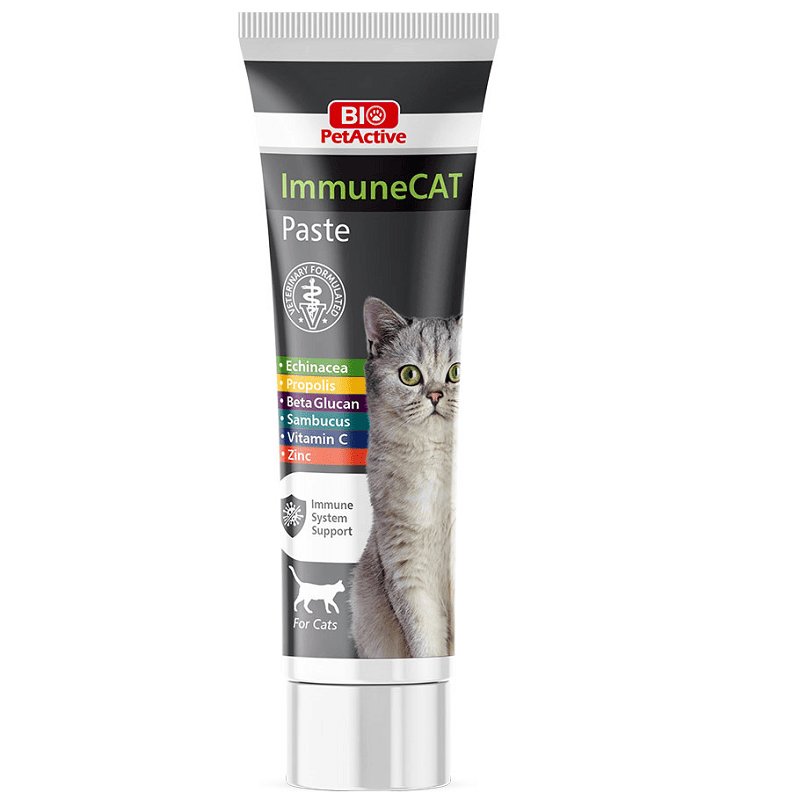 BIO PetActive ImmuneCAT Paste 100 ml | Supliment Pasta pentru Pisici cu Echinacea, Propolis si Beta-Glucan | Suport pentru Imunitate si Protectie Antioxidanta
