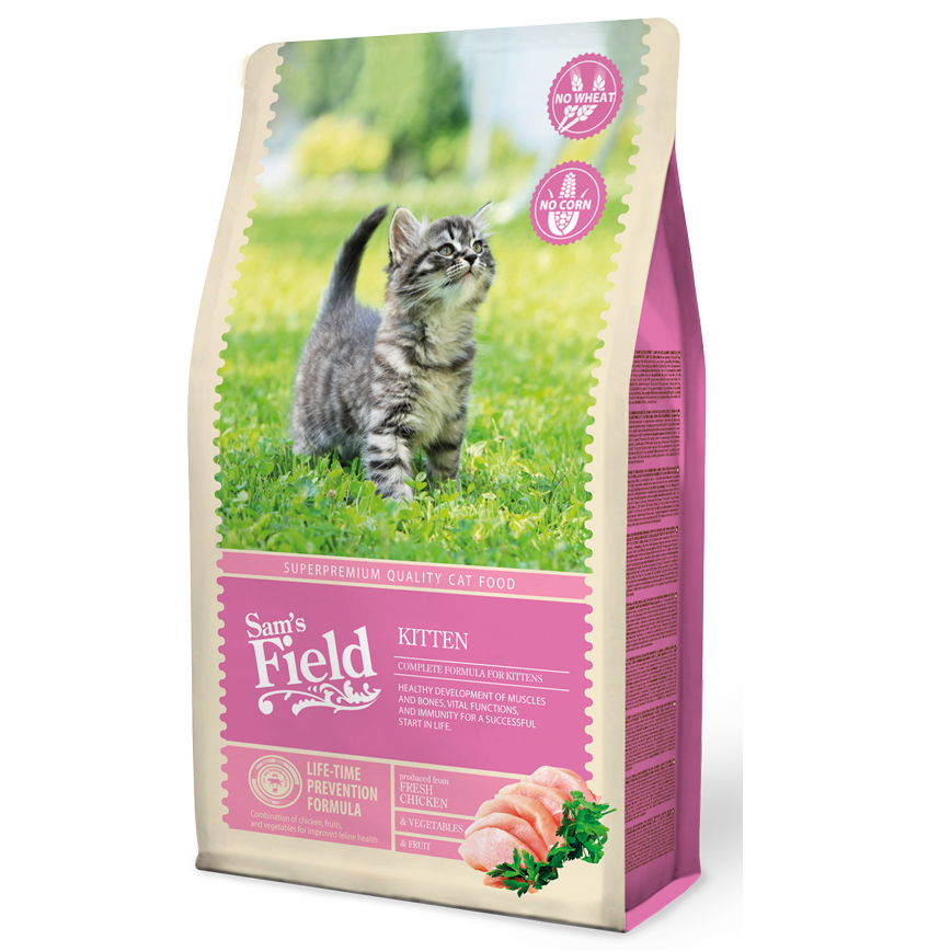SAM'S FIELD Cat Kitten Chicken & Rice 2,5 kg | Hrana Uscata Superpremium pentru Pisoi | Crestere Sanatoasa si Imunitate Puternica | Cu Pui Proaspat si Orez