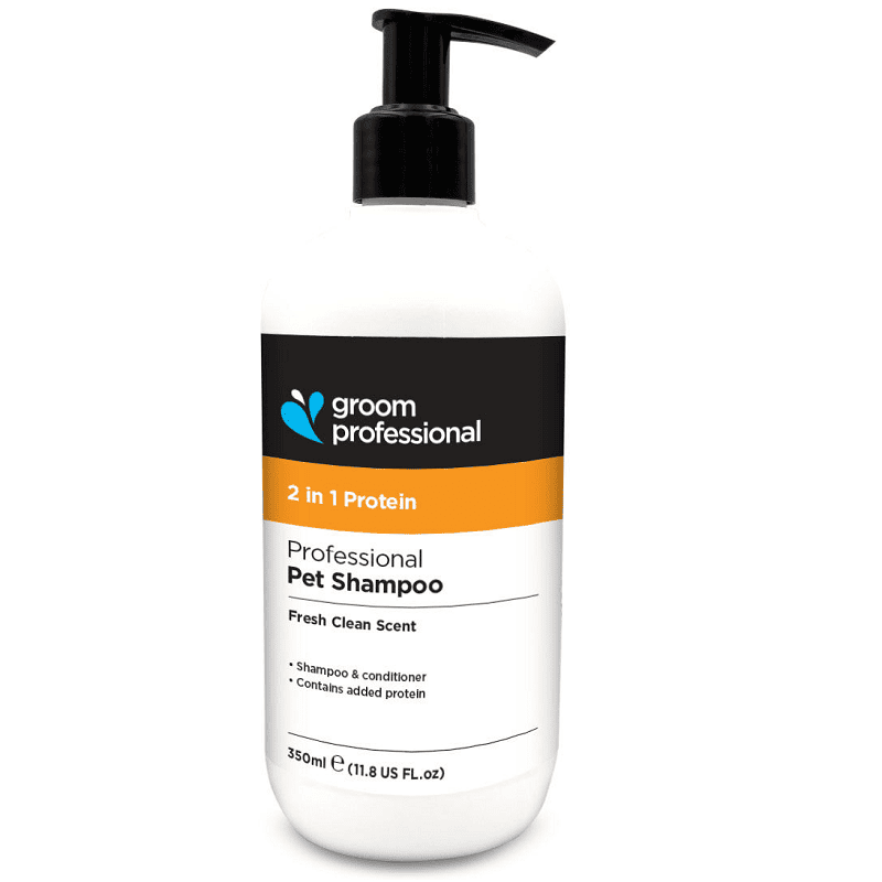 GROOM PROFESSIONAL 2 in 1 Protein Shampoo 350 ml | Sampon Profesional și Balsam Regenerant Concentrat (dilutie 10:1) pentru Câini, cu Proteine Fortifiante