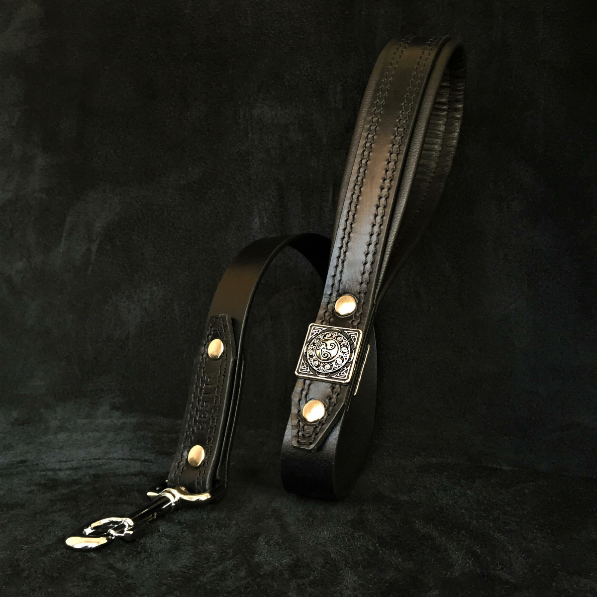 BESTIA DOG GEAR "Eros" Negru, Lesa din Piele Pentru Caini Talie Mare, 90cm / 3cm