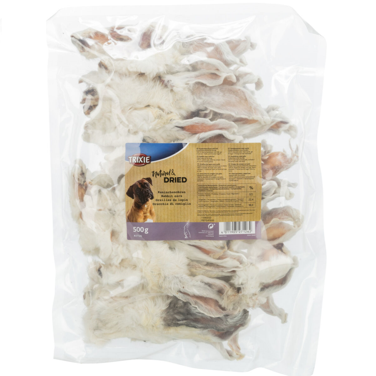 Recompense Naturale Pentru Caini, TRIXIE Urechi de Iepure Deshidratate, 500g