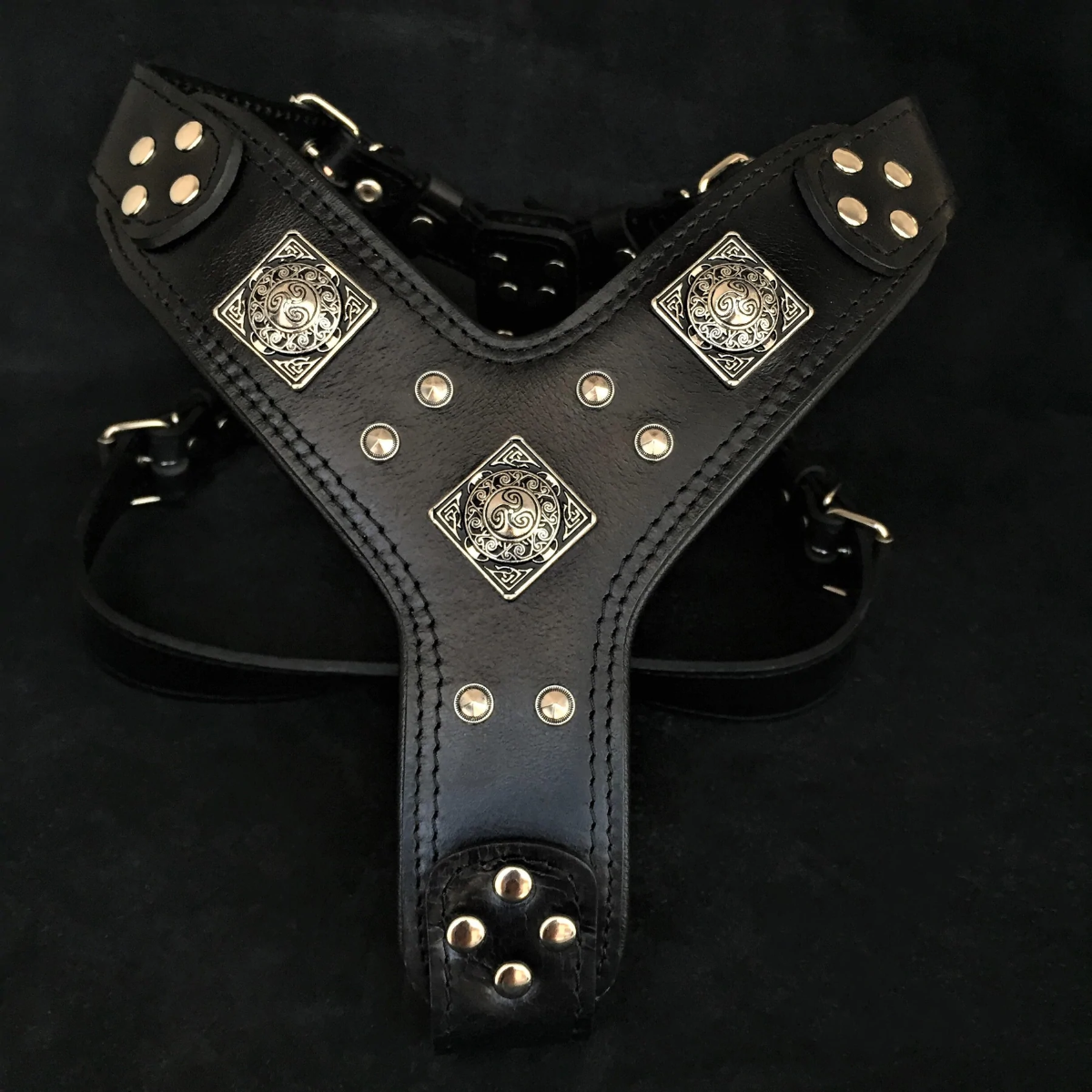 BESTIA DOG GEAR "Eros" Negru, Ham din Piele Pentru Caini, Marime XXL 95-145cm