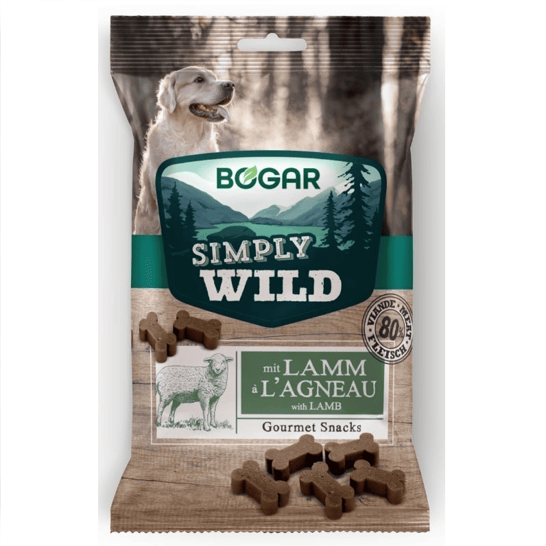 BOGAR Simply Wild cu Miel 100 g | Recompense Moi pentru Caini cu 55% Carne de Miel