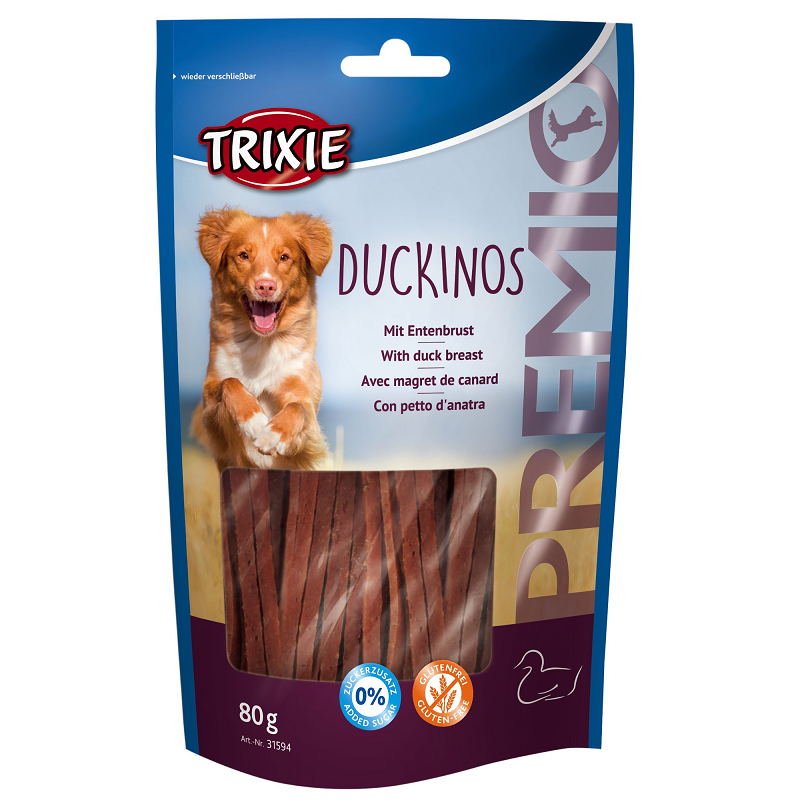 Recompensa Caini PREMIO DUCKINOS Fasii Carne de Rata, 80g
