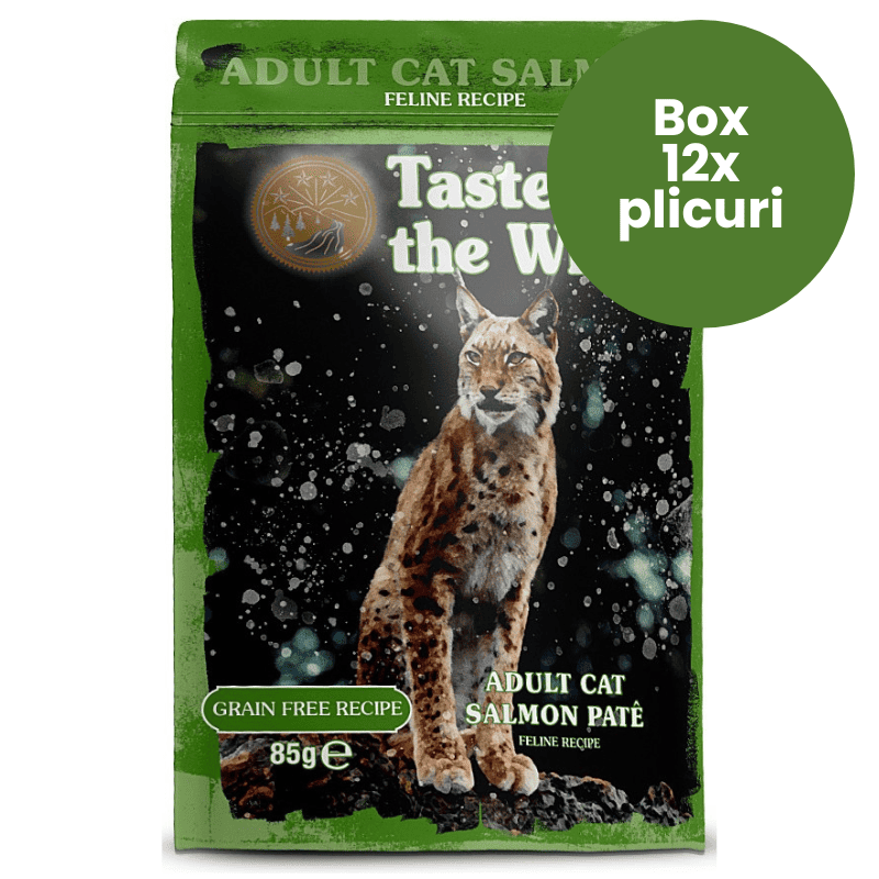 TASTE of the WILD Cat Pouch Adult Box 12x85 g | Hrana Umeda Fara Cereale pentru Pisici Adulte | Pate cu Somon, Pui si Ficat