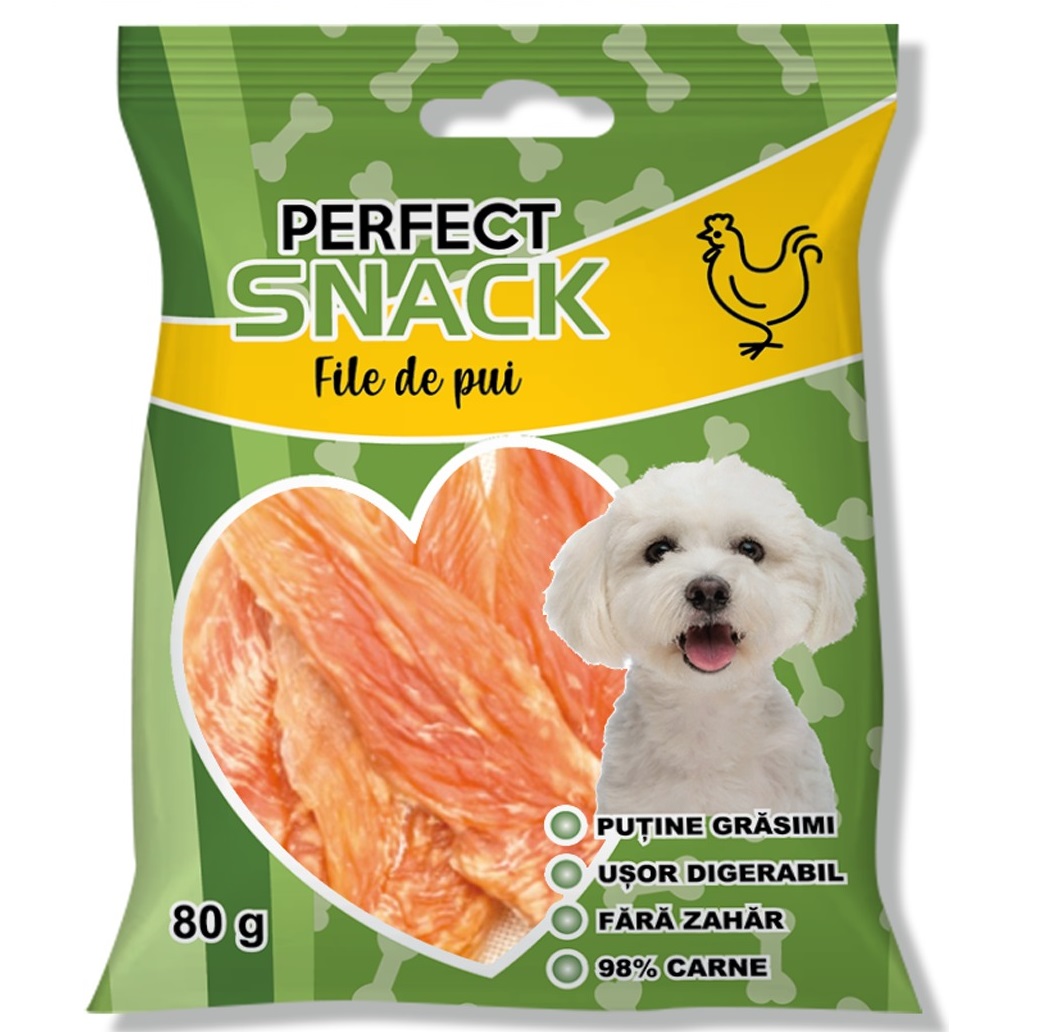 PERFECT Snack, Recompense Pentru Caini, File de Pui, 80g